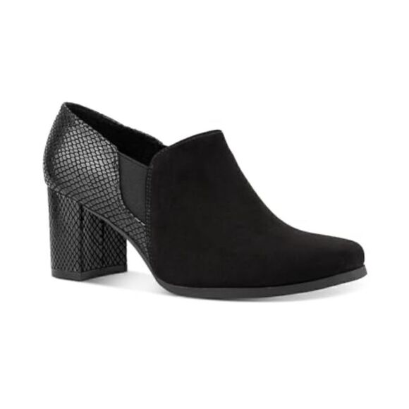 KAREN SCOTT Womens Black Two Toned Goring Padded Tillen Square Toe Block Heel - Picture 1 of 3